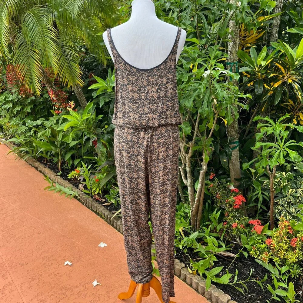 Anthropologie Chione Jumpsuit "Tiny" brand brown motif M - Picture 4 of 8